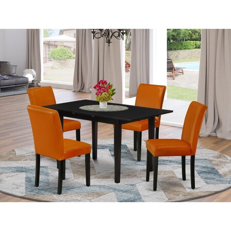 East West Furniture 5 Piece Norfolk Modern Dining Table Set - Black NOAB5-BLK-61